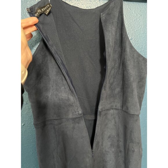 Blue Micro Suede Bodycon Dress W/ Side Ruching & Back Zip Small - Picture 6 of 8